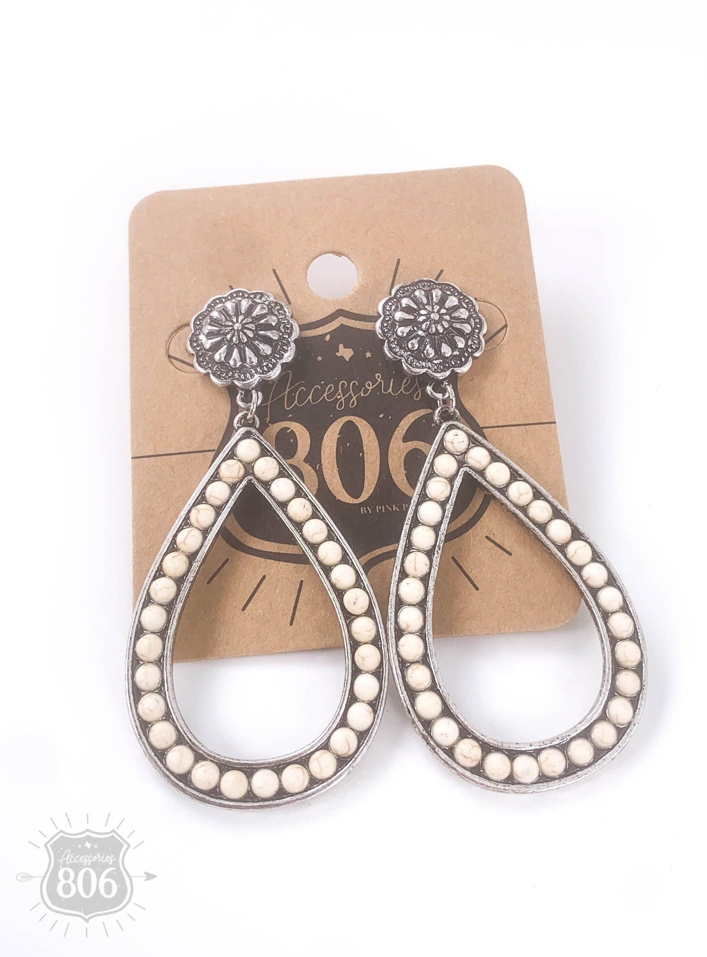 Accessories 806 Stone filled open teardrop earring