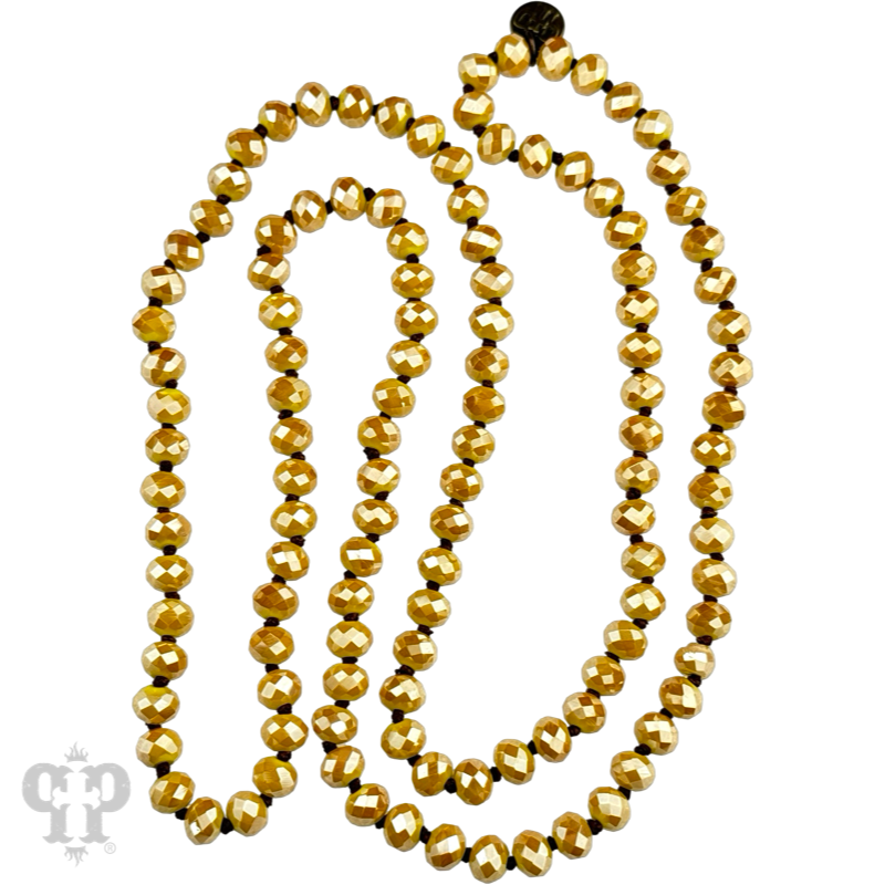 Pink Panache large yellow faceted bead knotted layering necklace