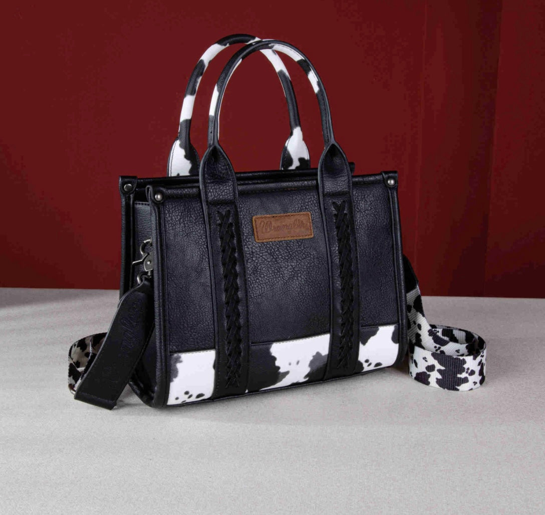 Wrangler Cow Print Concealed Carry Tote/Crossbody - Black