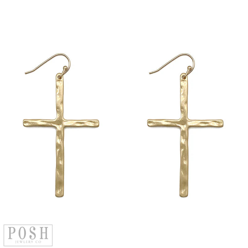 Posh Gold Cross Earrings 9PE015