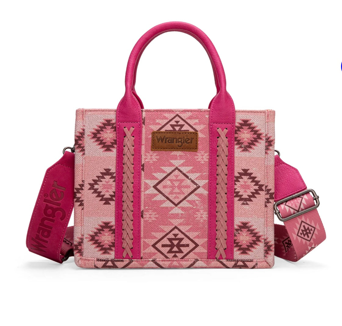 Wrangler Aztec Pattern Dual Sided Print-Tote/Crossbody-Pink