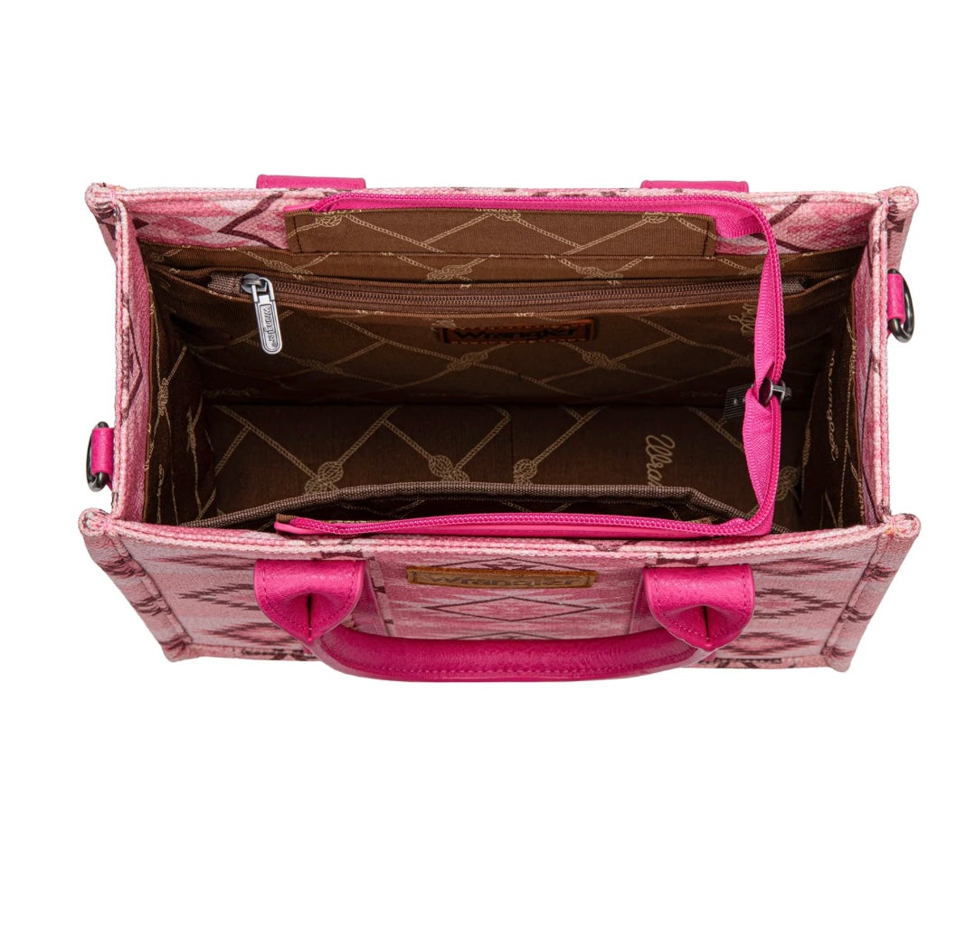 Wrangler Aztec Pattern Dual Sided Print-Tote/Crossbody-Pink