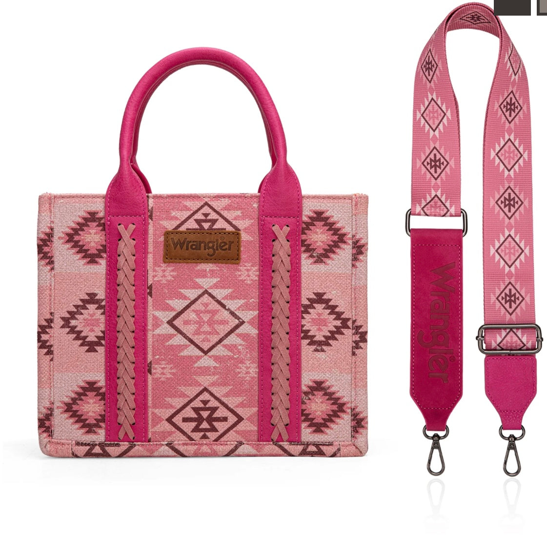 Wrangler Aztec Pattern Dual Sided Print-Tote/Crossbody-Pink