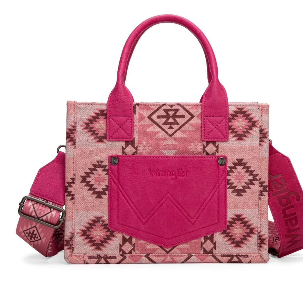 Wrangler Aztec Pattern Dual Sided Print-Tote/Crossbody-Pink