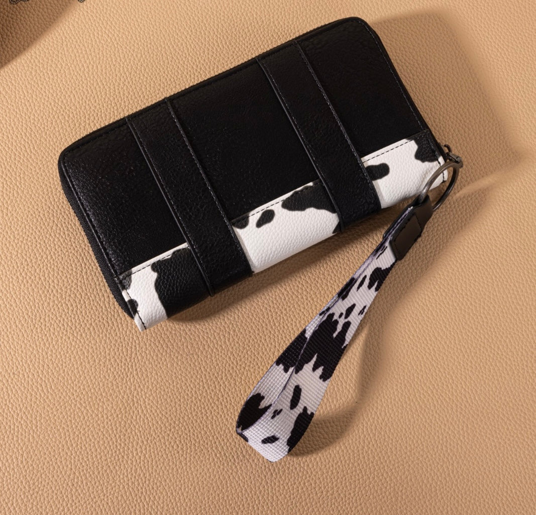 Wrangler Cow Print Wallet-Black