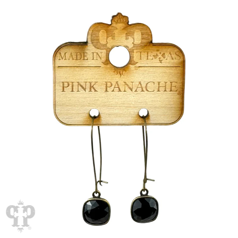 Pink Panache square crystal earring kidney wire black/bronze
