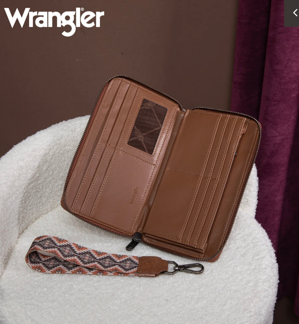 Wrangler Southwestern Art Print Wallet-Brown
