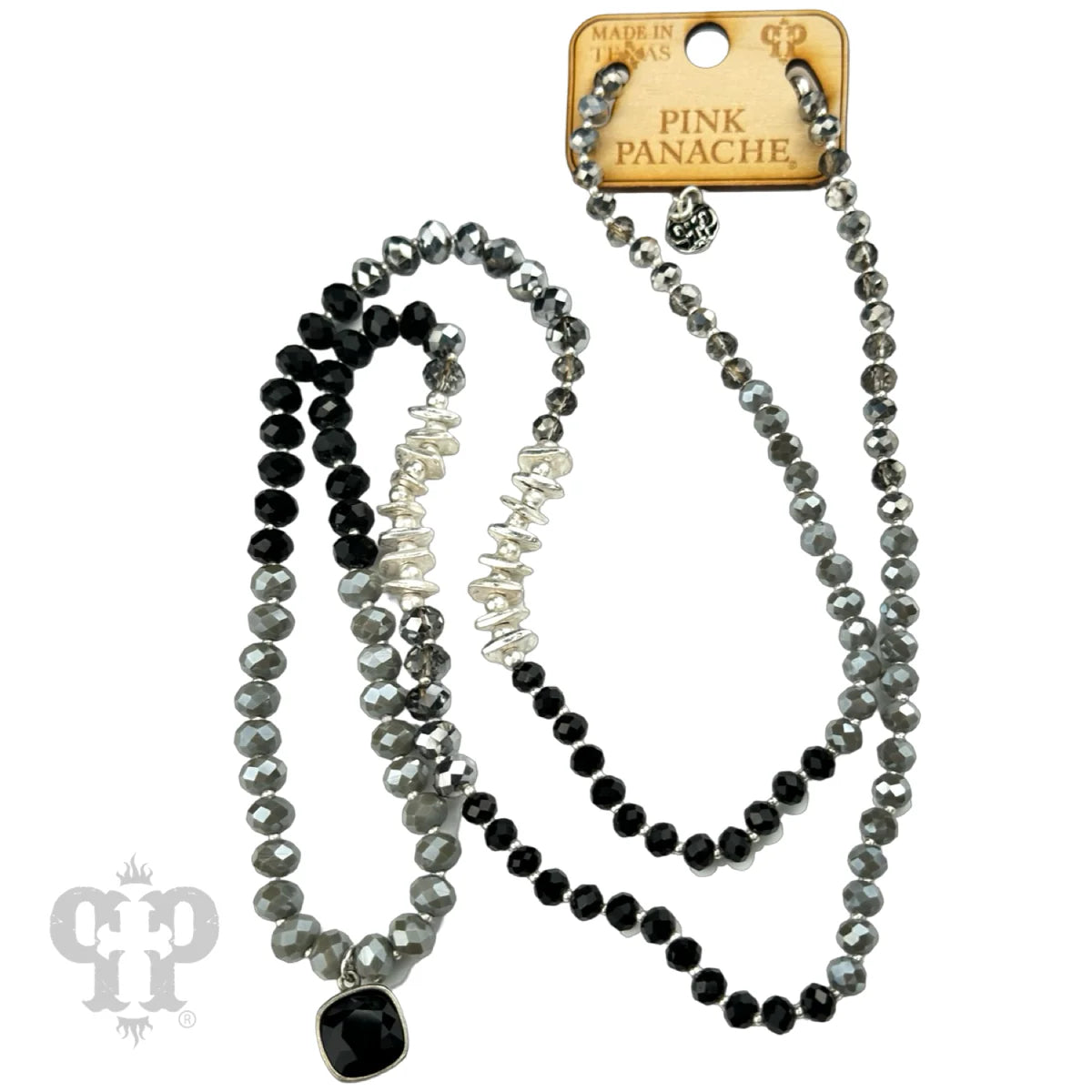 Pink Panache Faceted crystal long necklace with Austrian crystal pendant