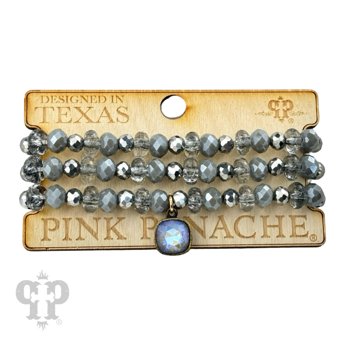 Pink Panache Transluscent and opaque beaded bracelet set with Austrian crystal