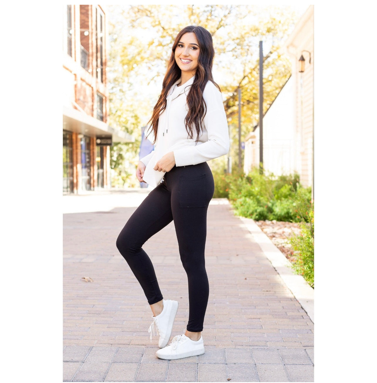 Julia Rose Black Full Length Leggings with Pockets