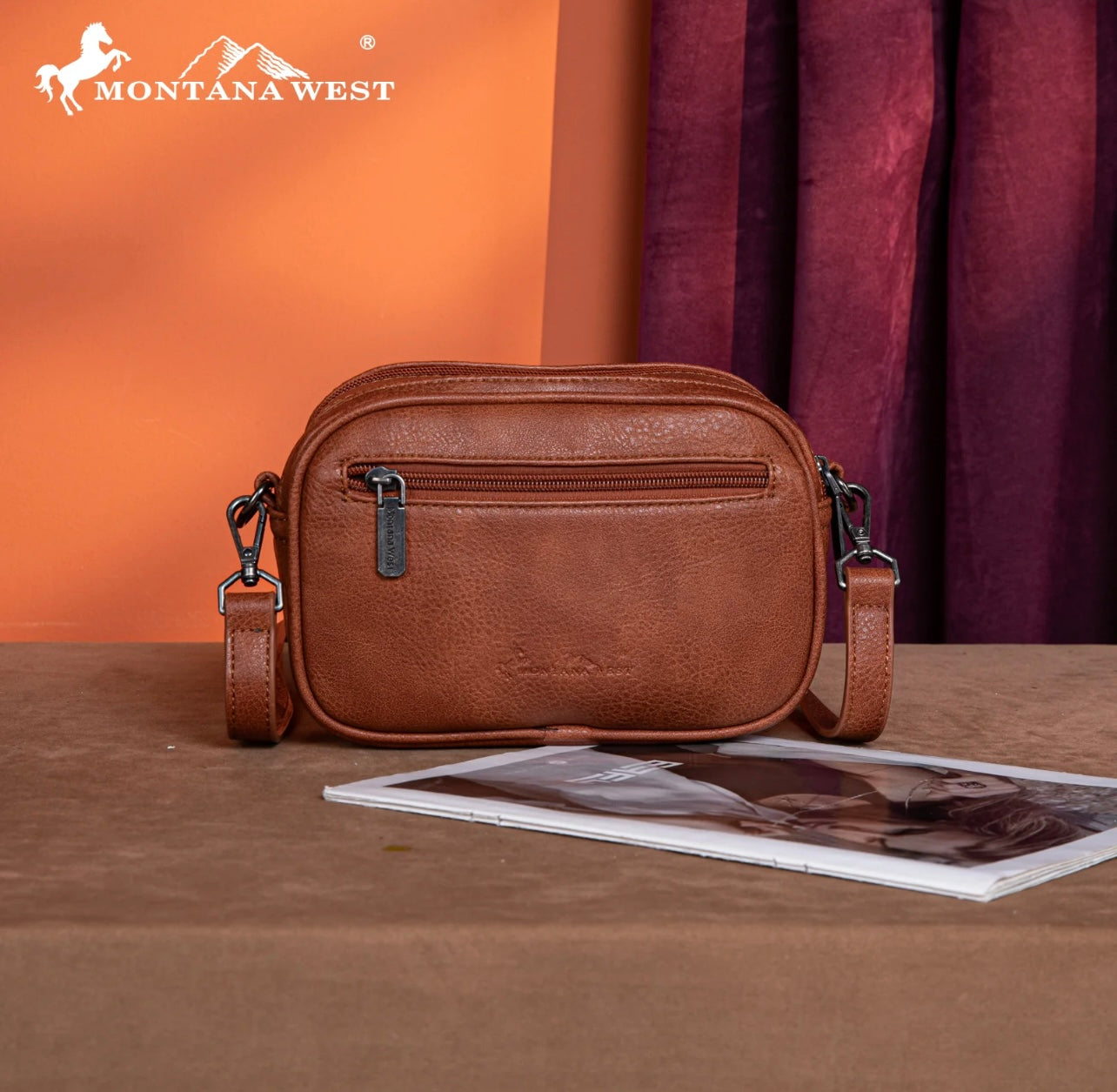 Montana West Leopard Print Tooled Collection Crossbody - Brown