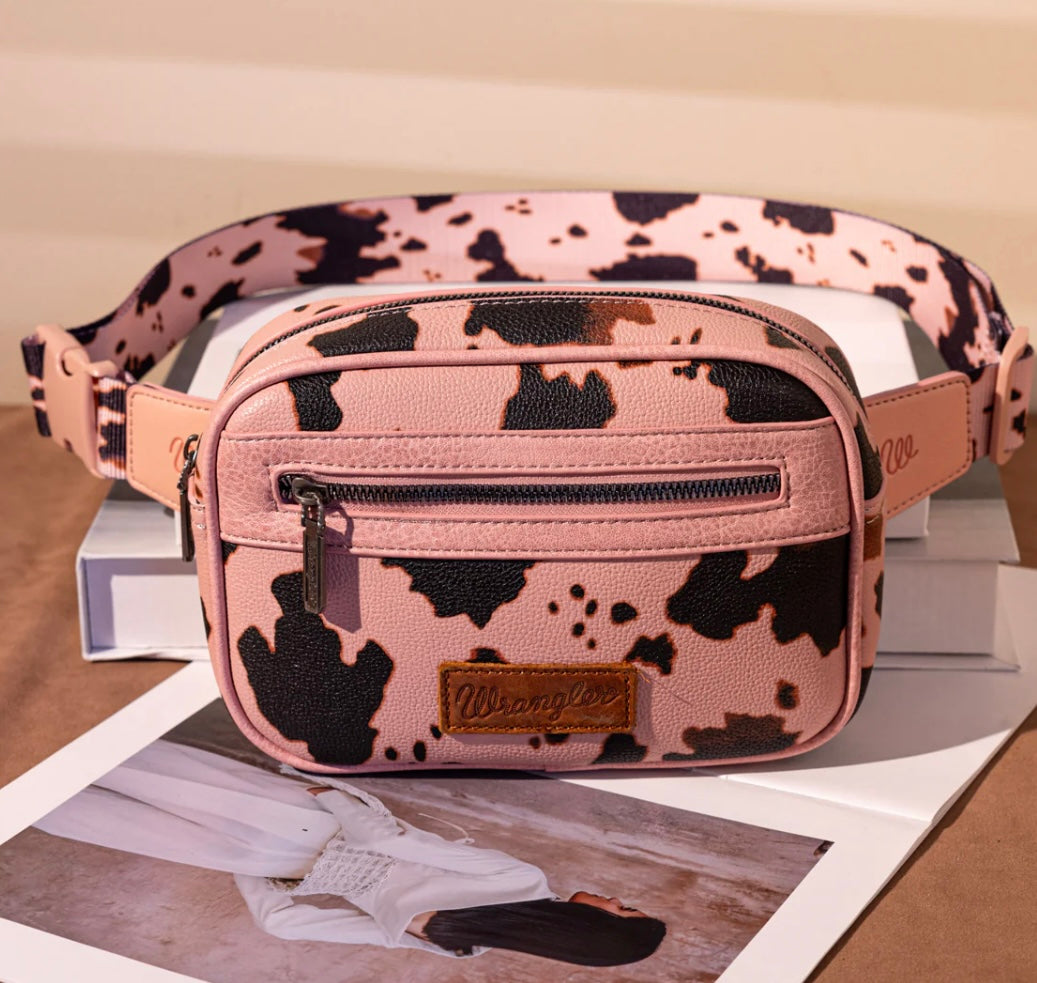 Wrangler Cow Print Belt Bag - Pink