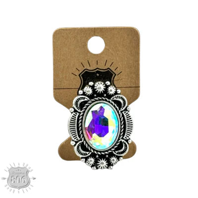 Accessories 806 Western silver and iridescent statement ring