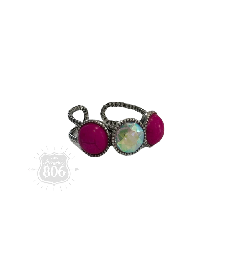 Accessories 806 round stone and iridescent ring