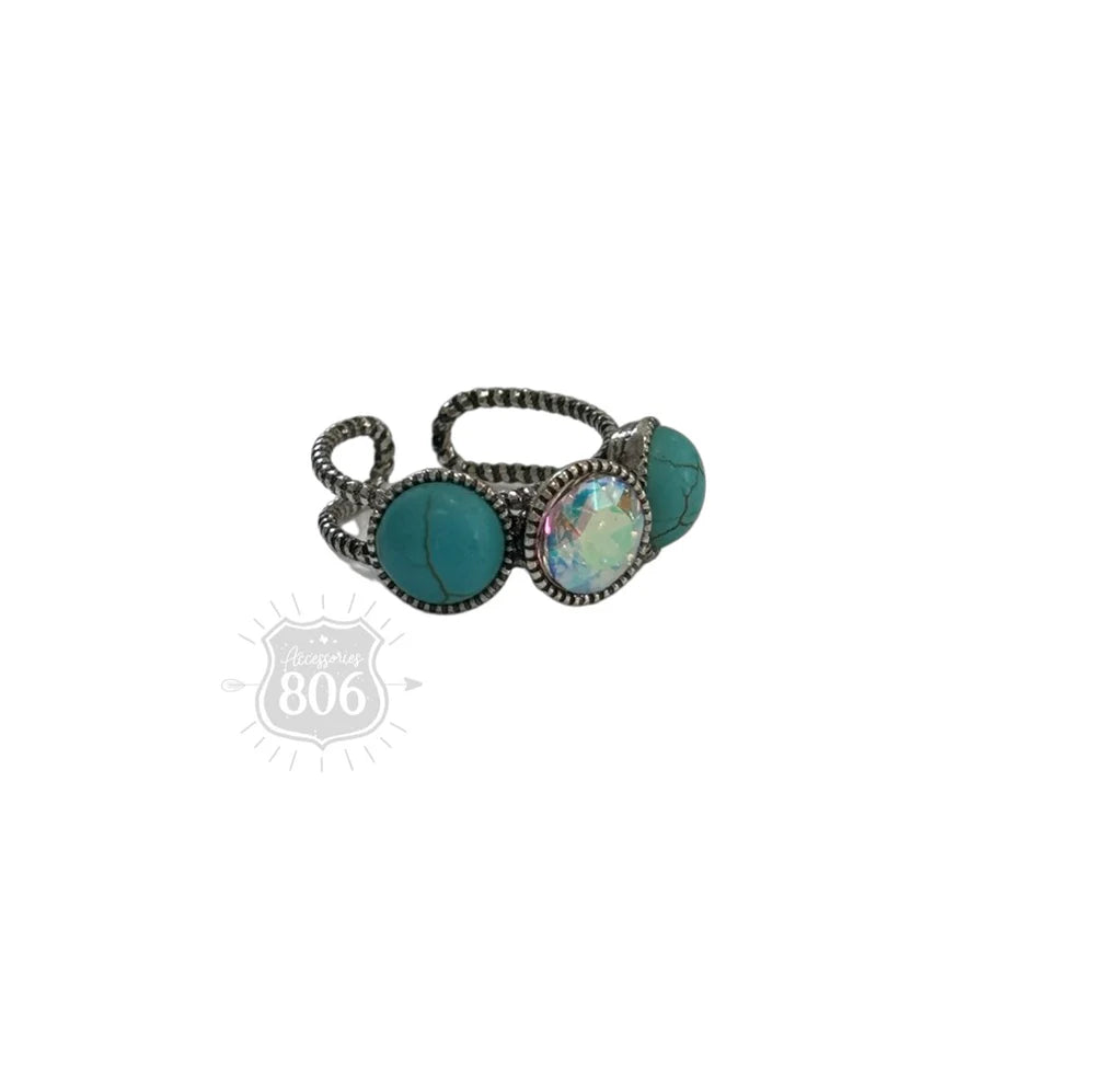 Accessories 806 round stone and iridescent ring