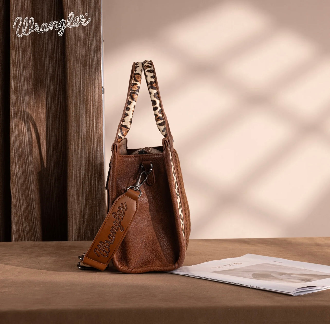 Wrangler Leopard Print Concealed Brown Tote
