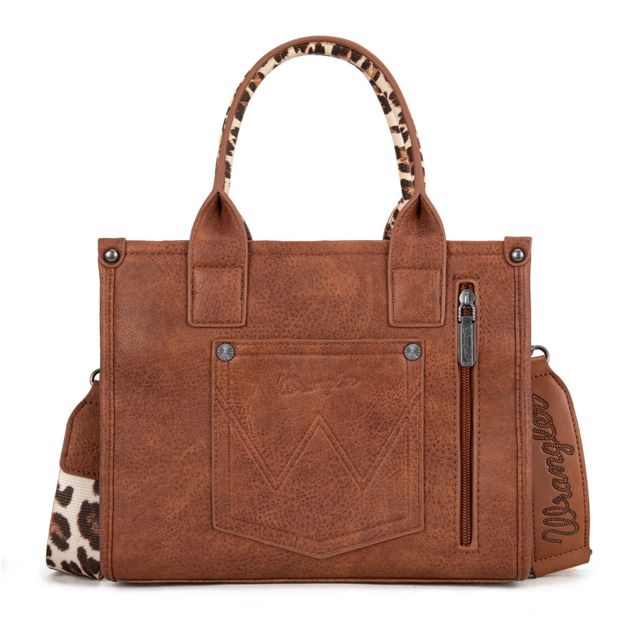 Wrangler Leopard Print Concealed Brown Tote