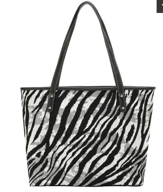 Montana West Zebra Print Canvas Tote Bag
