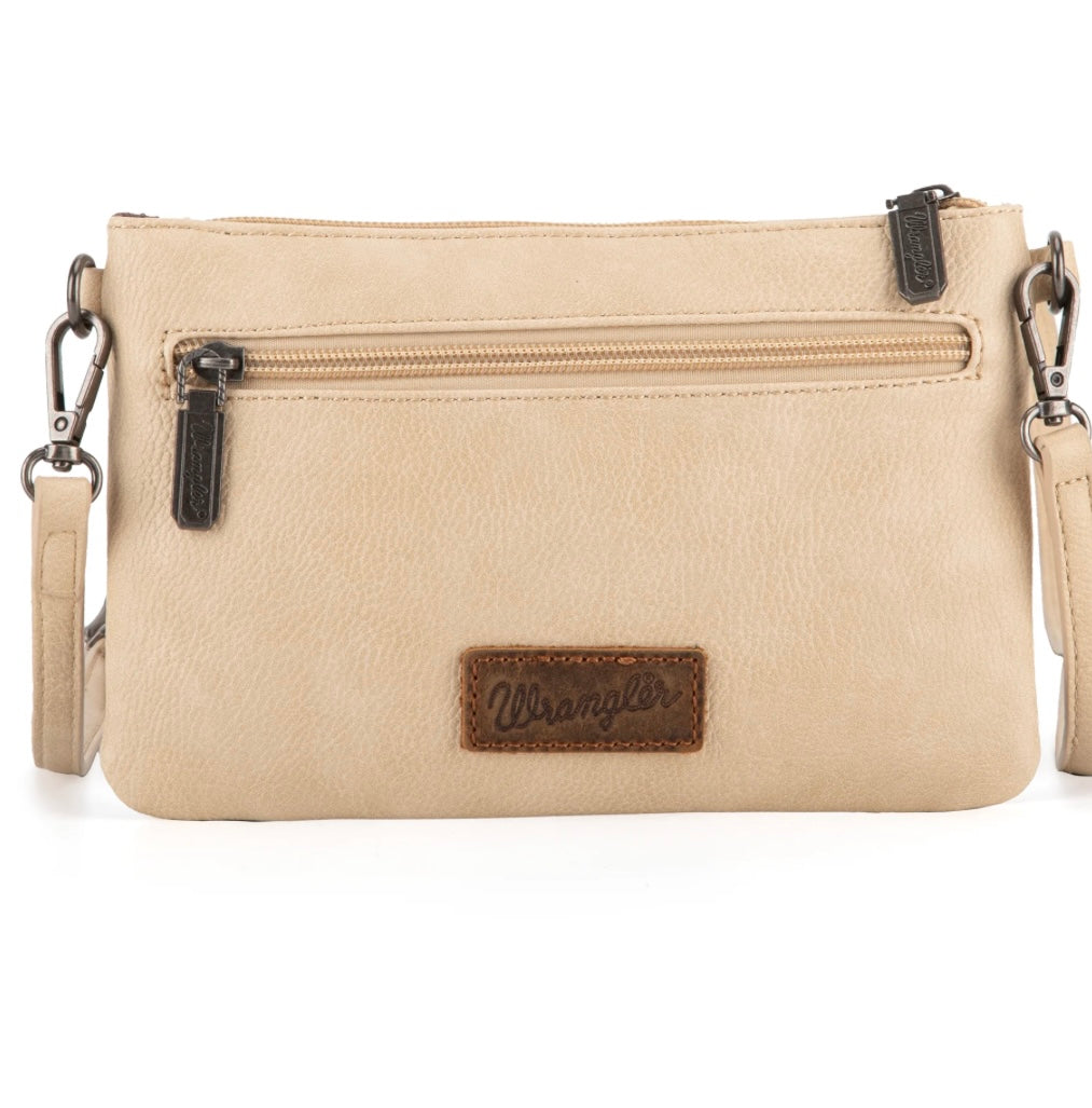 Wrangler Vintage Floral Tooled Collection Crossbody-Tan