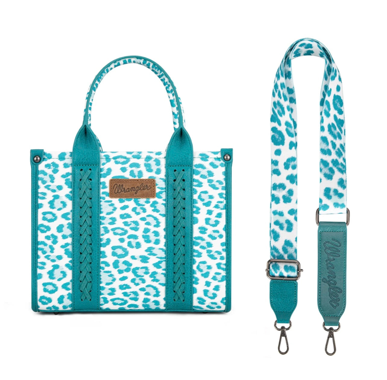 Wrangler Leopard Print Concealed Tote-Turquoise