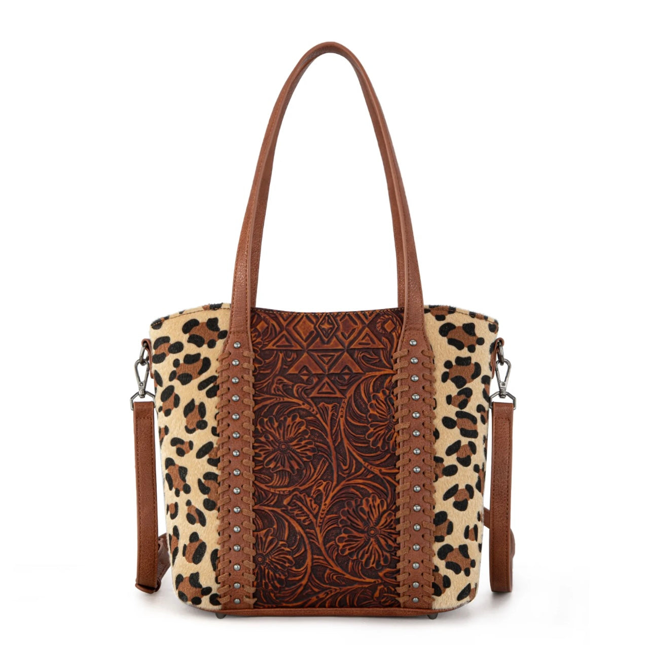 Montana West Tooled Collection Concealed Carry Tote/Crossbody - Leopard