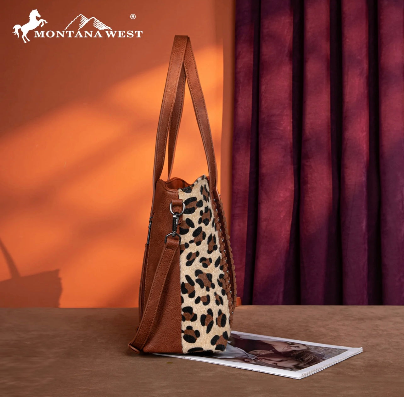 Montana West Tooled Collection Concealed Carry Tote/Crossbody - Leopard
