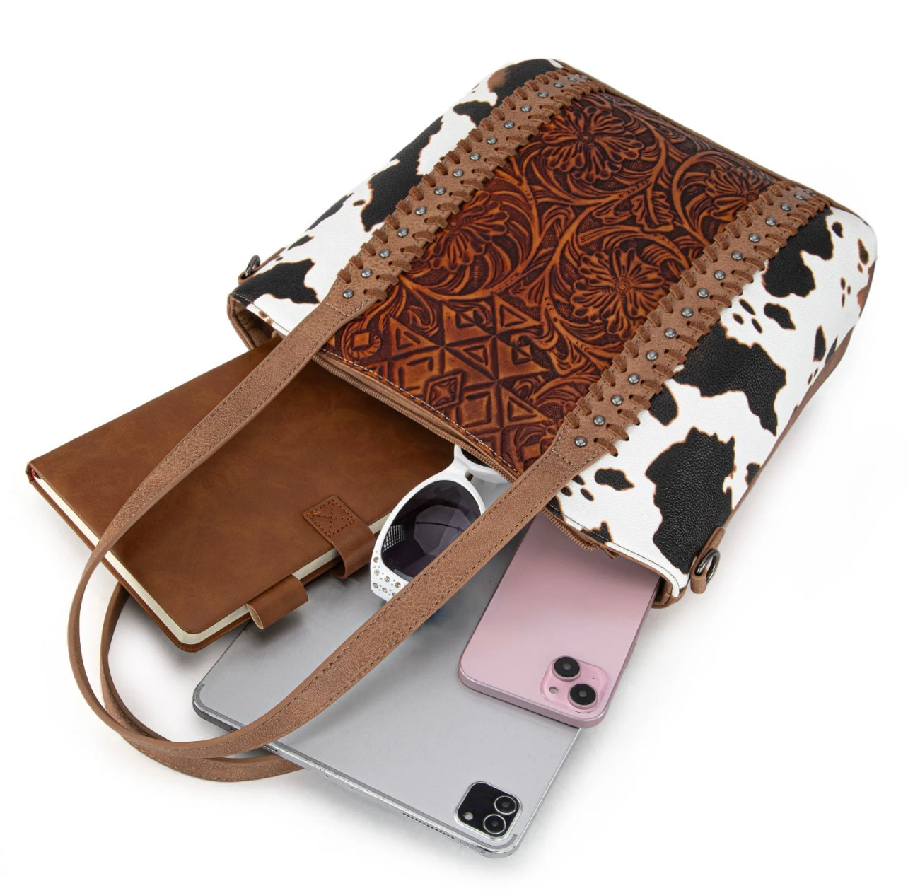 Montana West Tooled Collection Concealed Carry Tote/Crossbody - Leopard