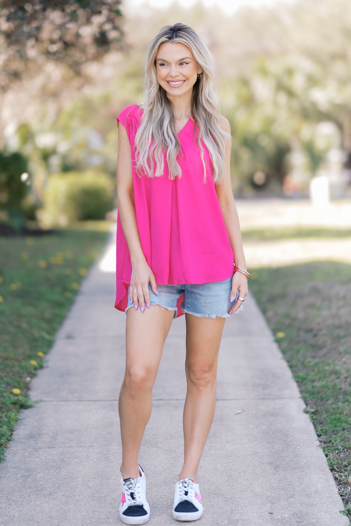 Jade By Jane Pink Petals Sleeveless Top