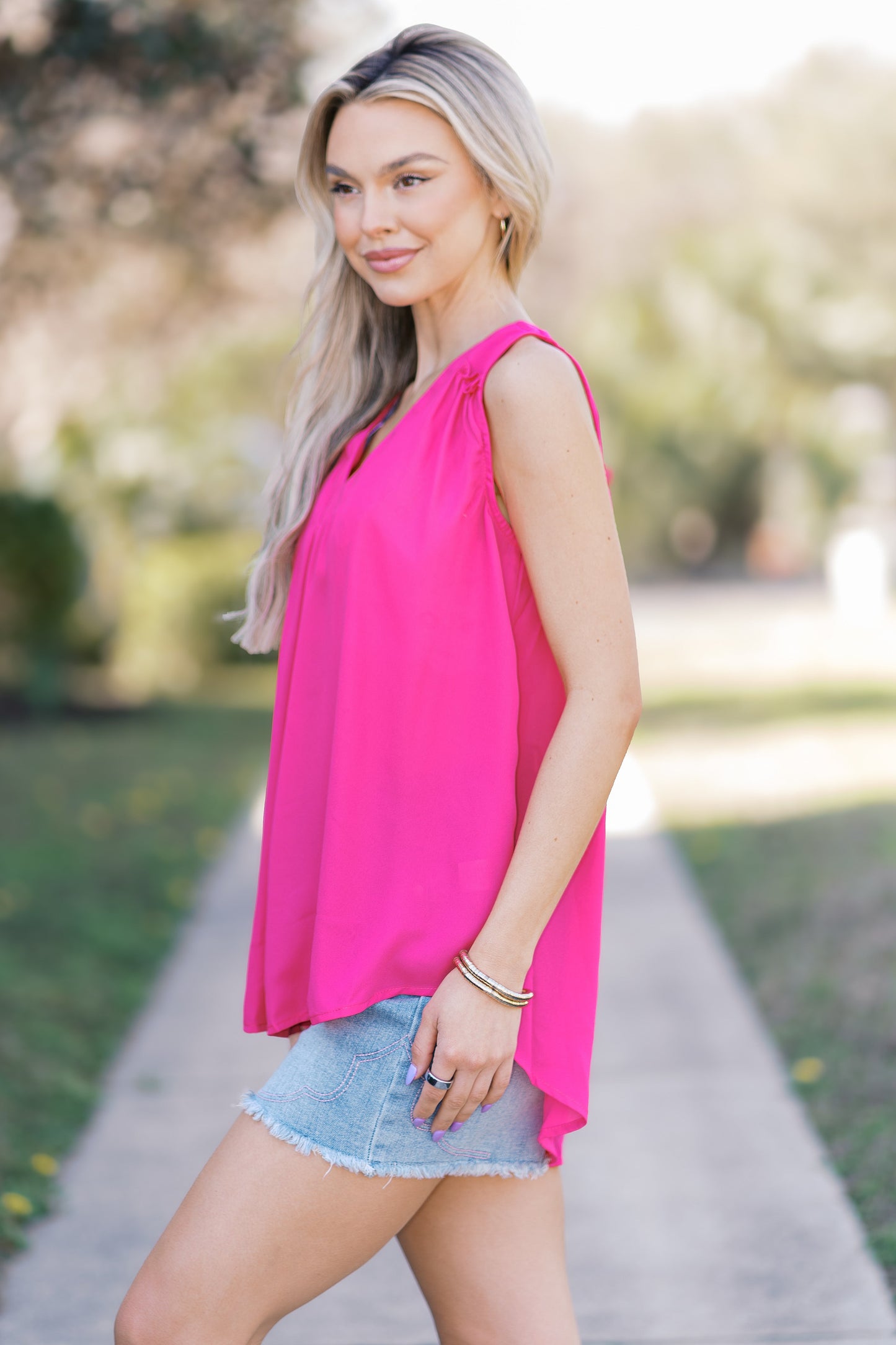 Jade By Jane Pink Petals Sleeveless Top