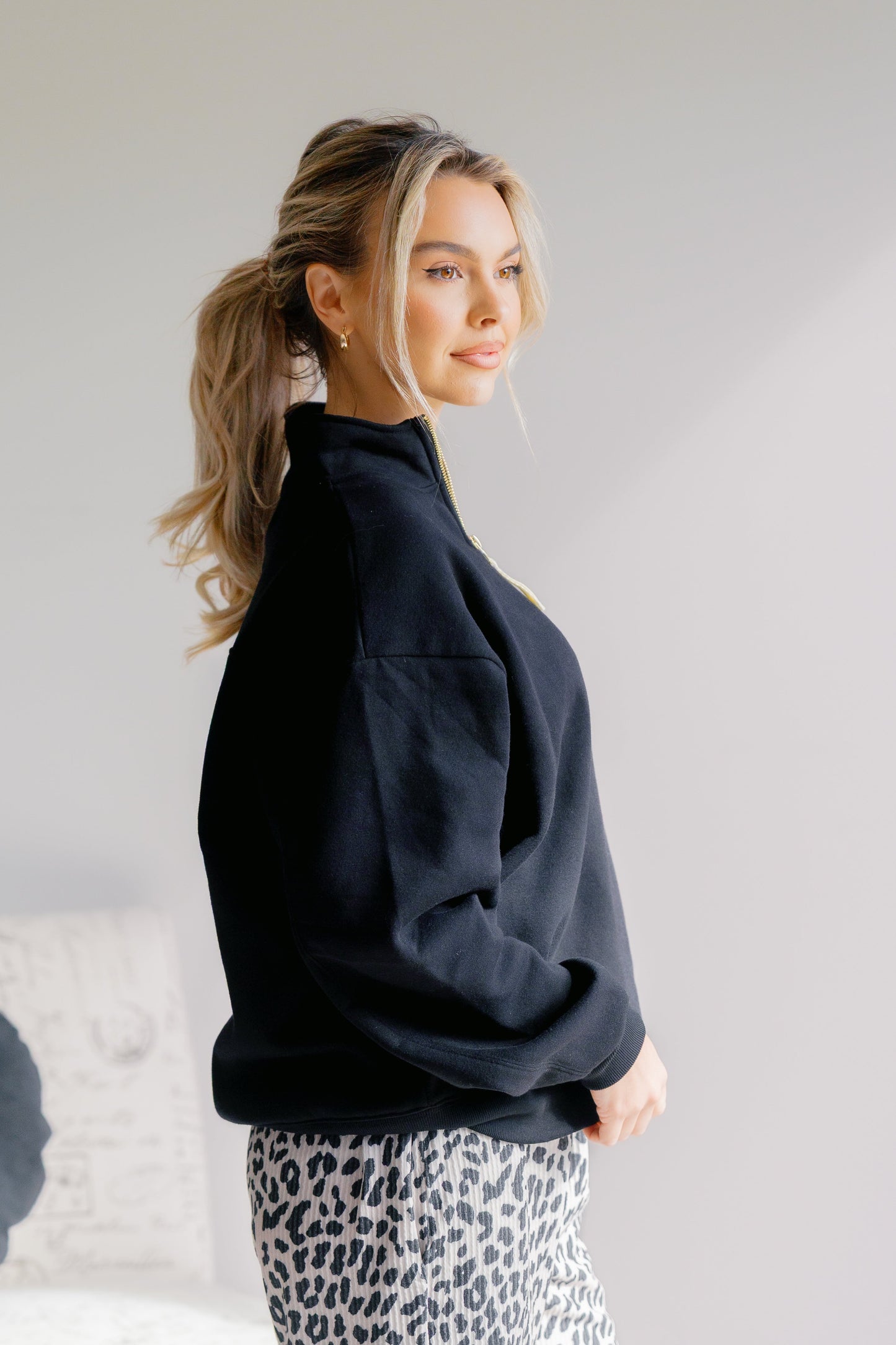 Zenana Shadowline Half Zip Sweatshirt