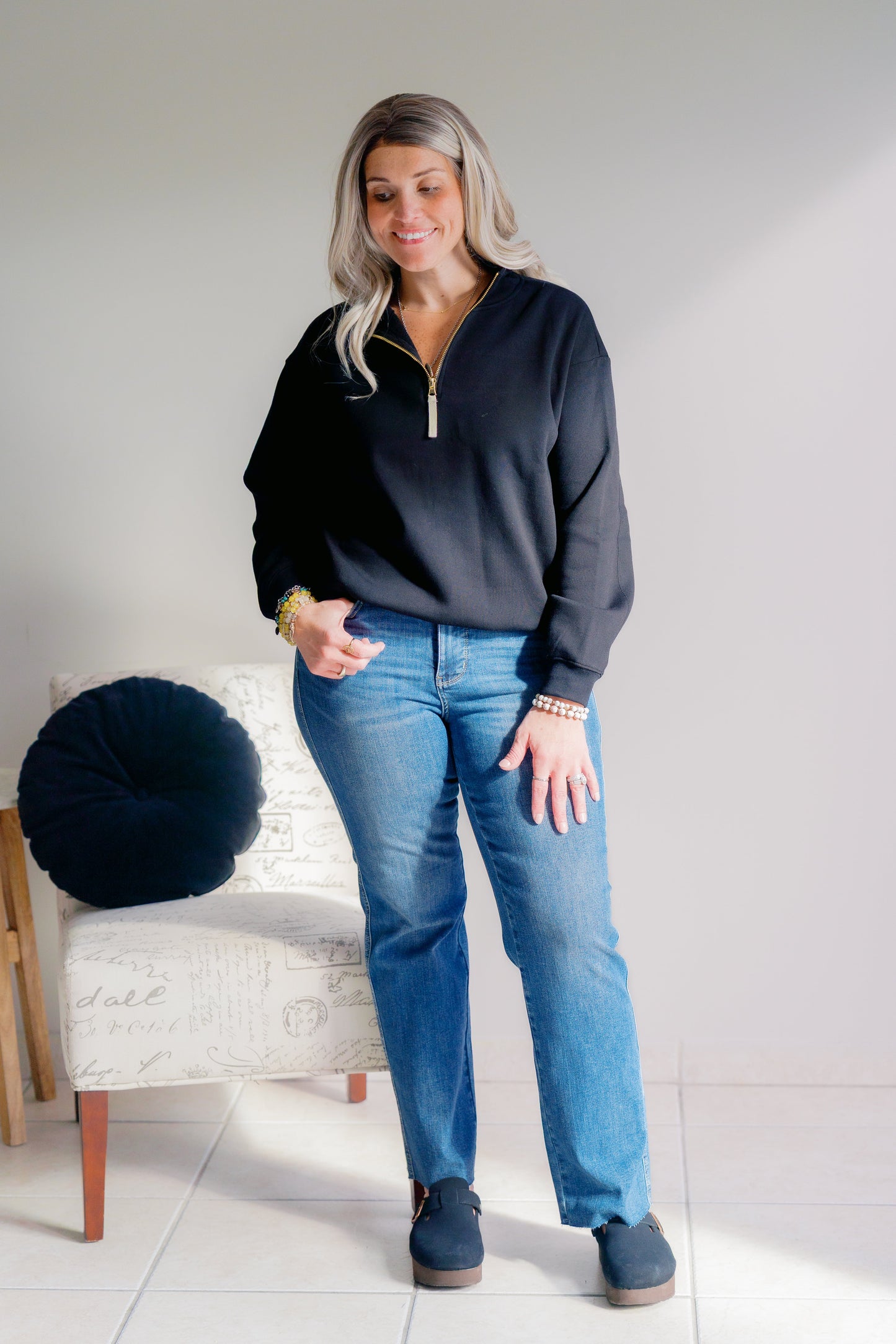 Zenana Shadowline Half Zip Sweatshirt