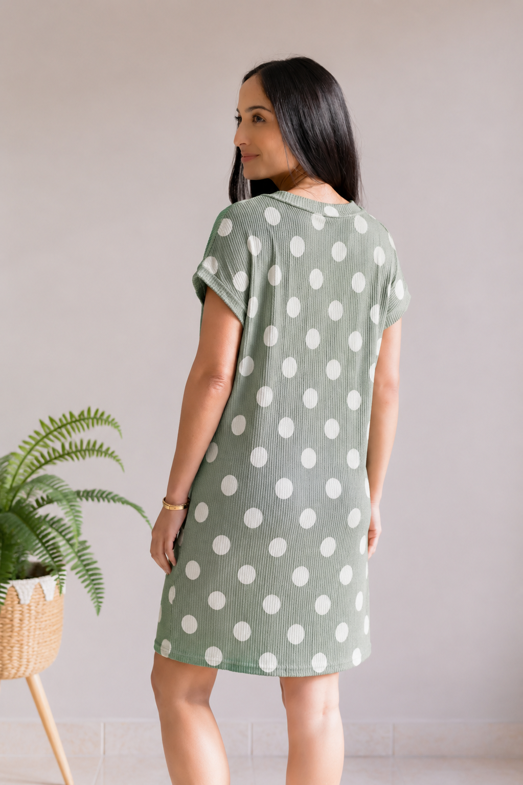 Celeste Sweet Sage Polka Dot Dress