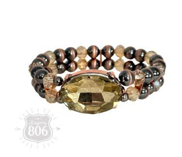 Accessories 806 Burnished bead and rhinestone bracelet