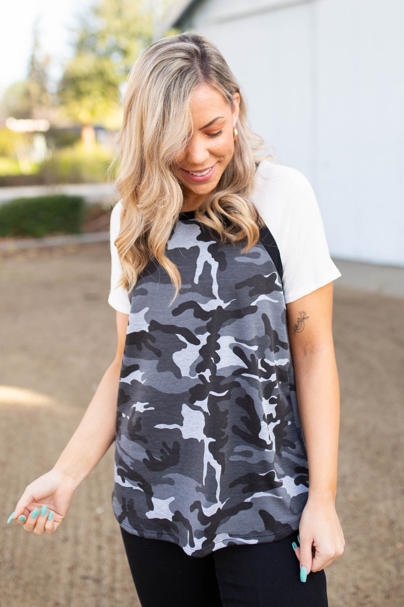 Sew In Love Camouflage In Darkness Short Sleeve Raglan