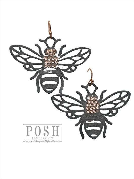 Posh Bumble bee rhinestone earring