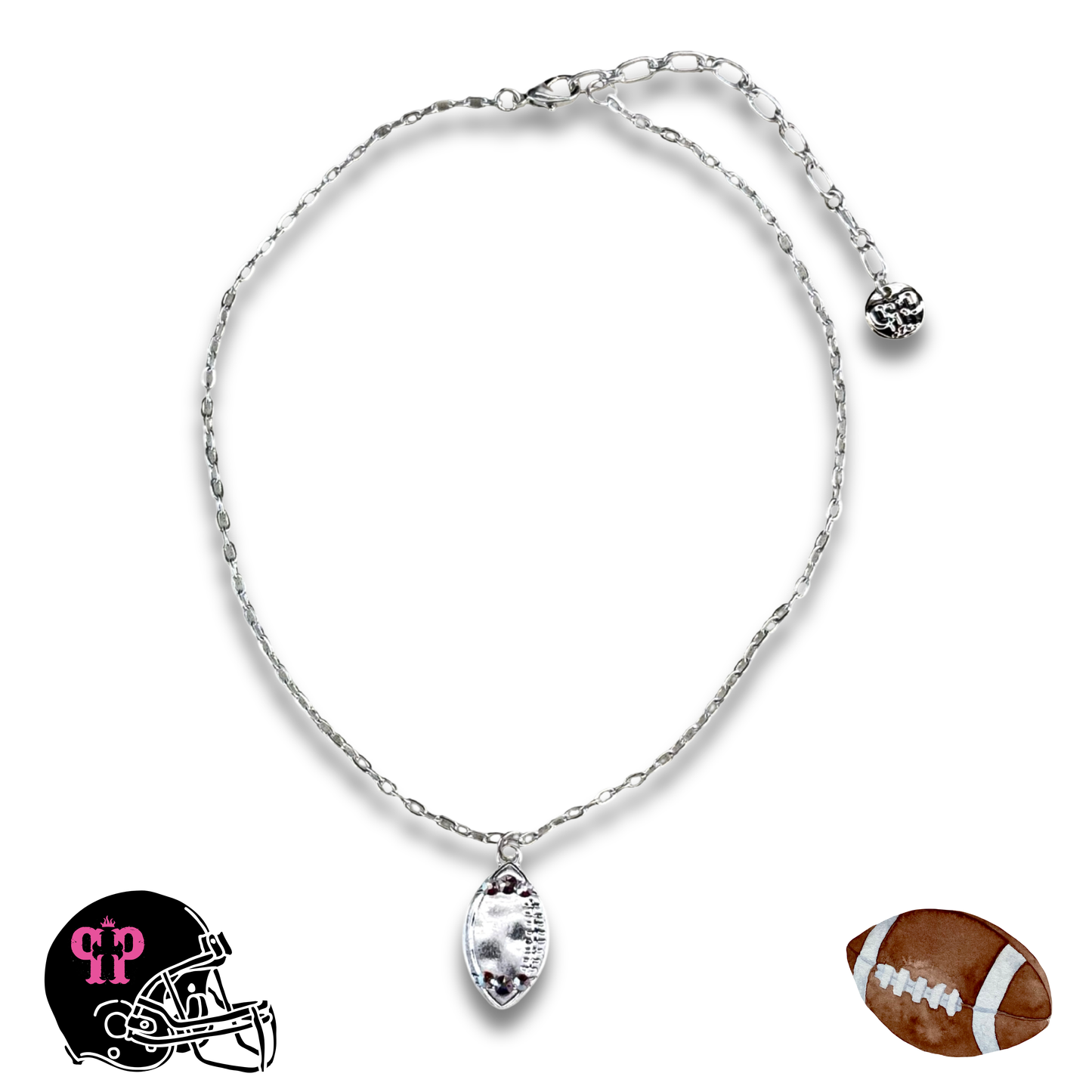 Pink Panache Football necklace with Austrian crystals