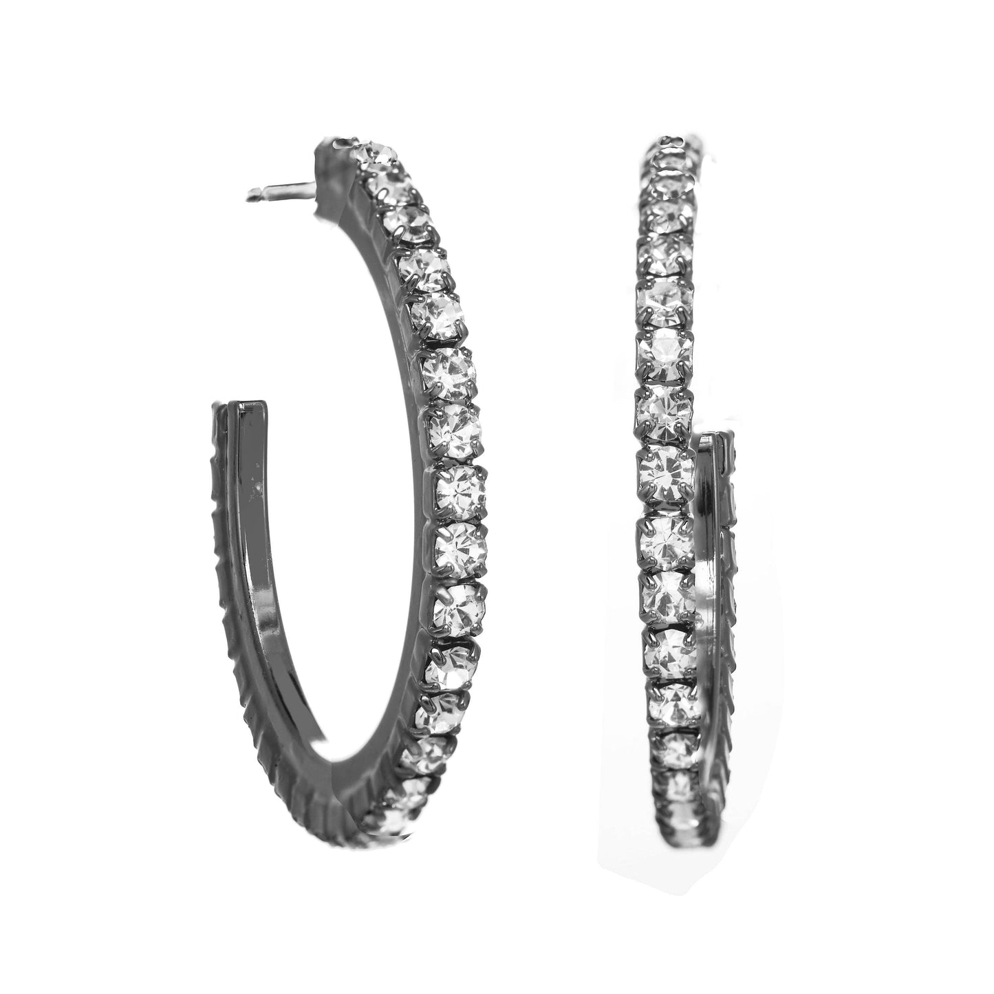 Tova Slim Hoop Earrings in Gunmetal