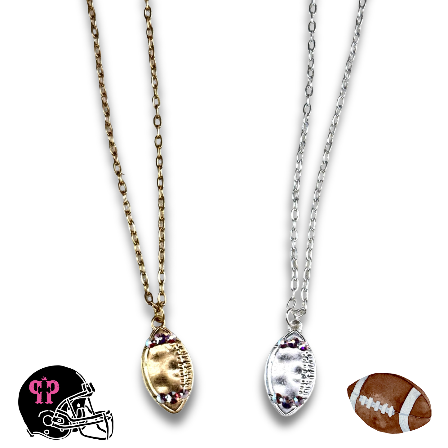 Pink Panache Football necklace with Austrian crystals