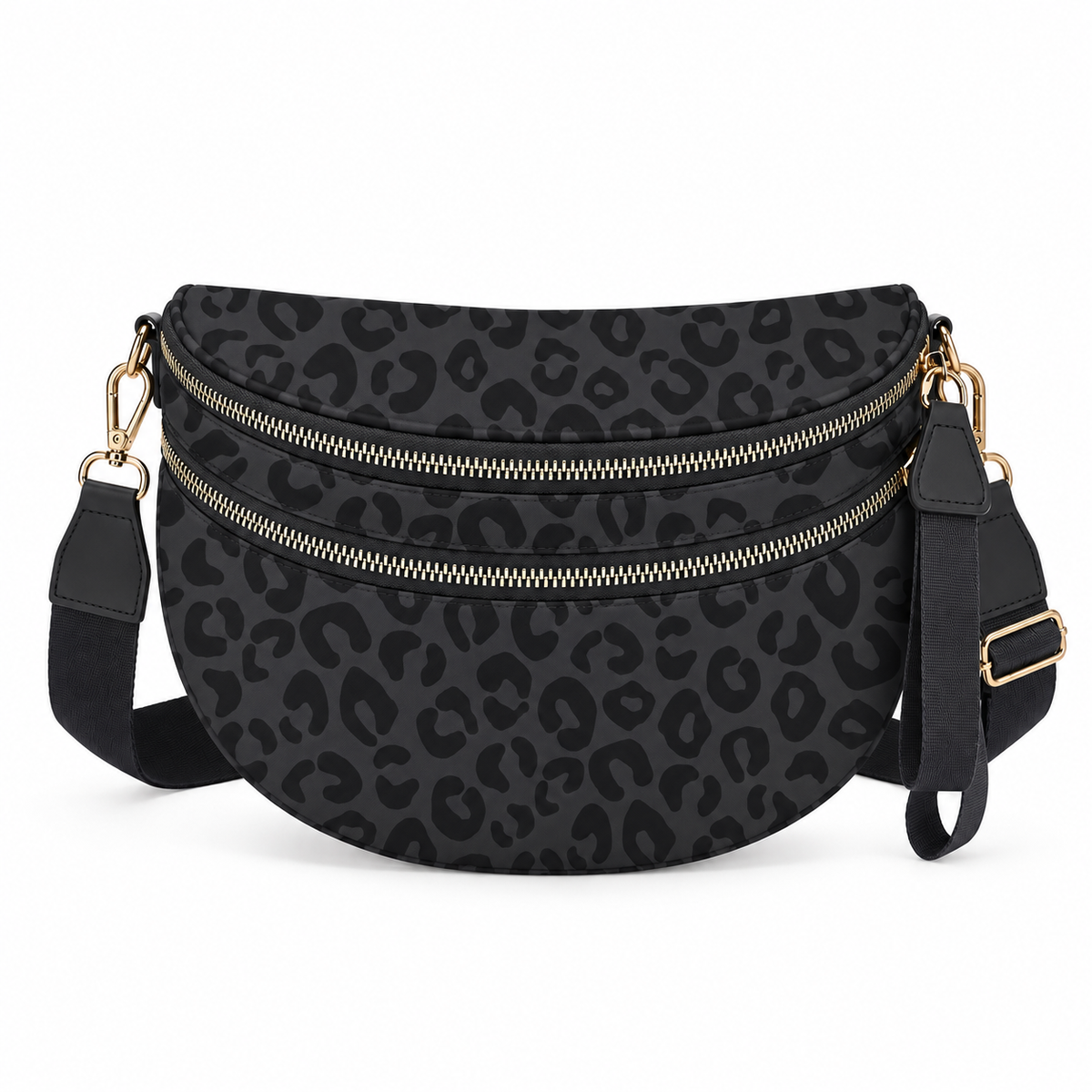 The Roni Nylon Crossbody - Animal Print Black