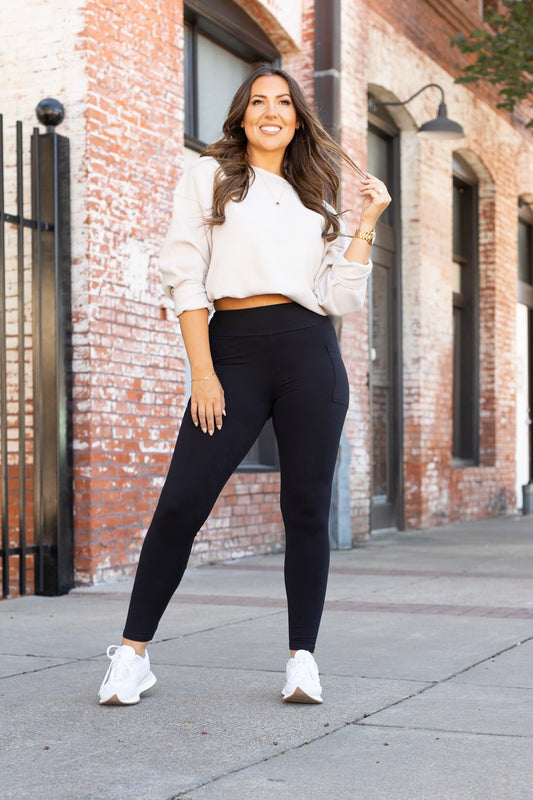 BLACK FULL-LENGTH Leggings with POCKET  - Luxe Leggings by Julia Rose®