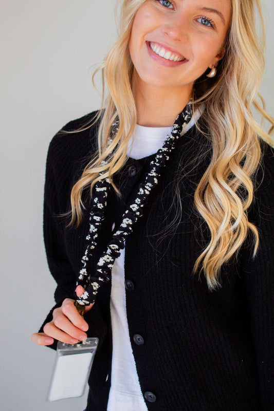Andi Onyx Floral Lanyard