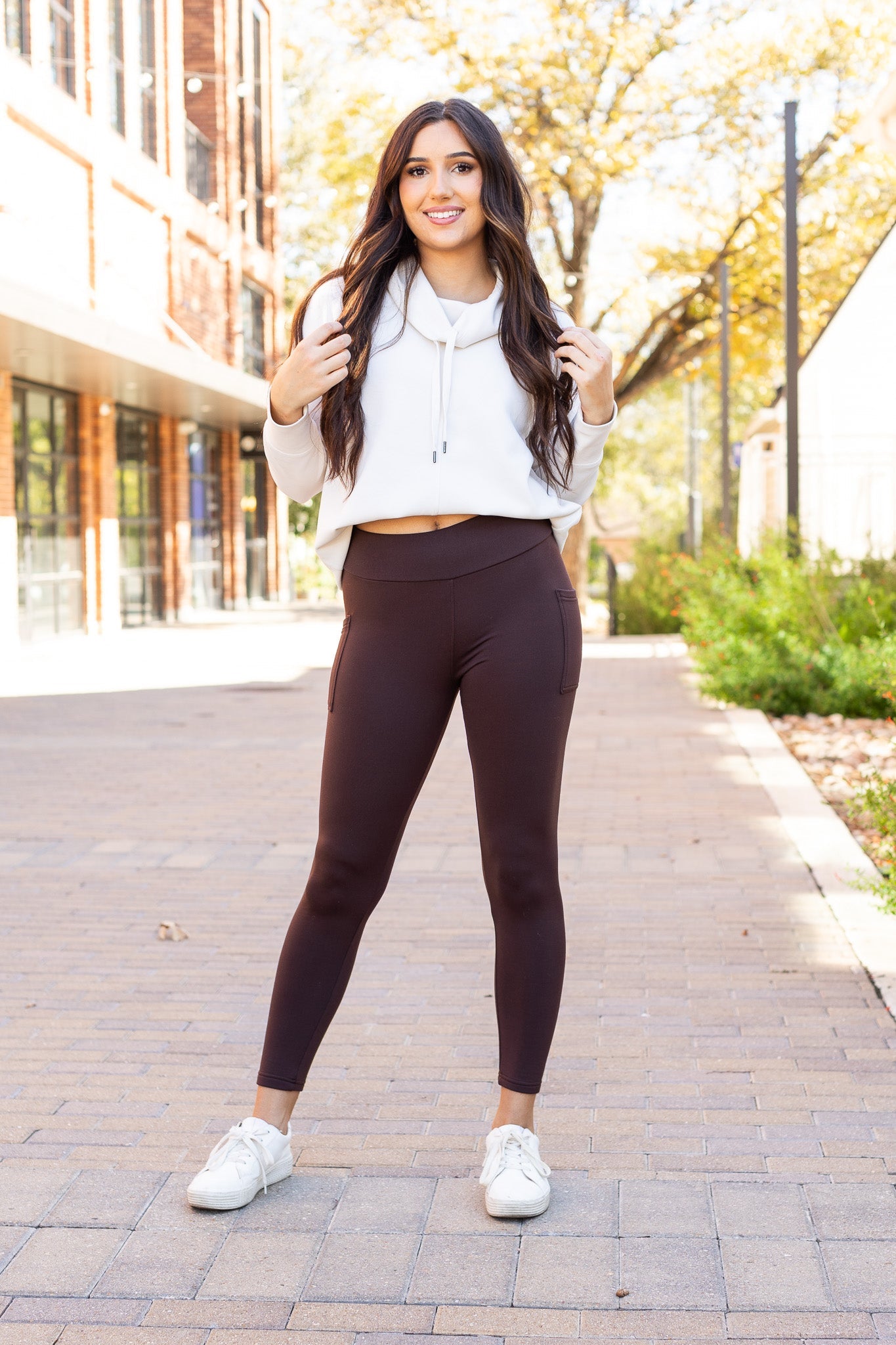 Brown FLEECE Full Length Leggings with Pockets*  - Luxe Leggings by Julia Rose®