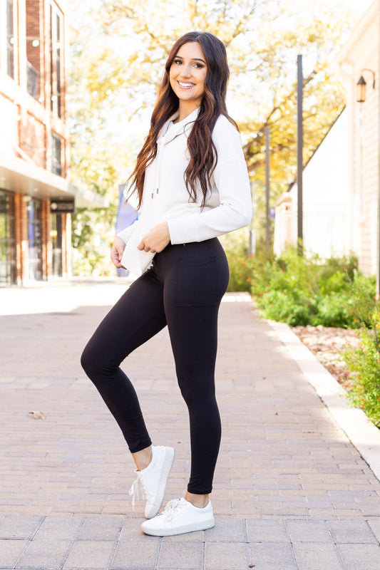 BLACK FULL-LENGTH Leggings with POCKET  - Luxe Leggings by Julia Rose®