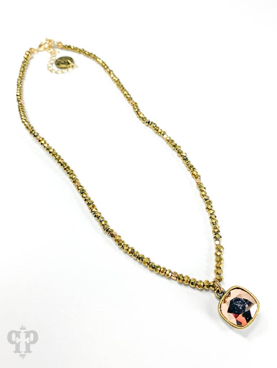Pink Panache Austrian square crystal bead necklace, 10mm