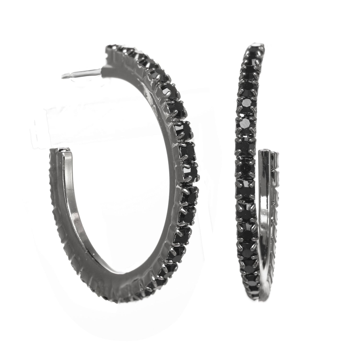 Tova Slim Hoop Earrings in Gunmetal