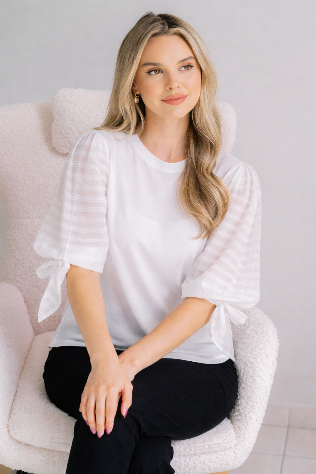 Oddi Duchess Tie Sleeve Top