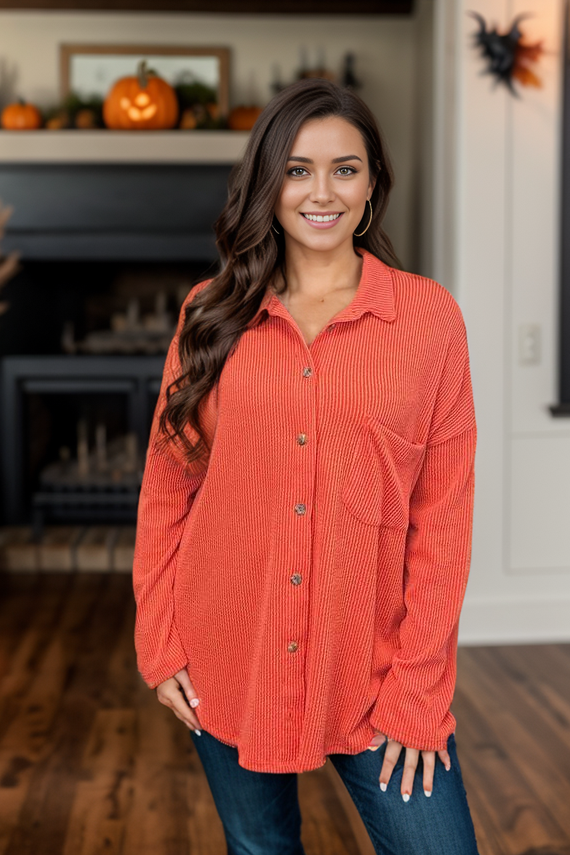 Blumin Simply Captivating Button Down - Orange