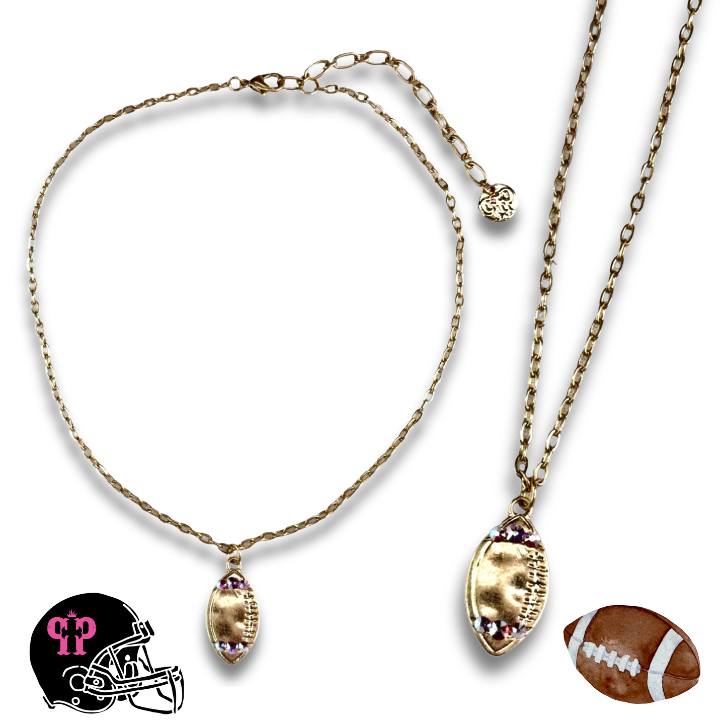 Pink Panache Football necklace with Austrian crystals