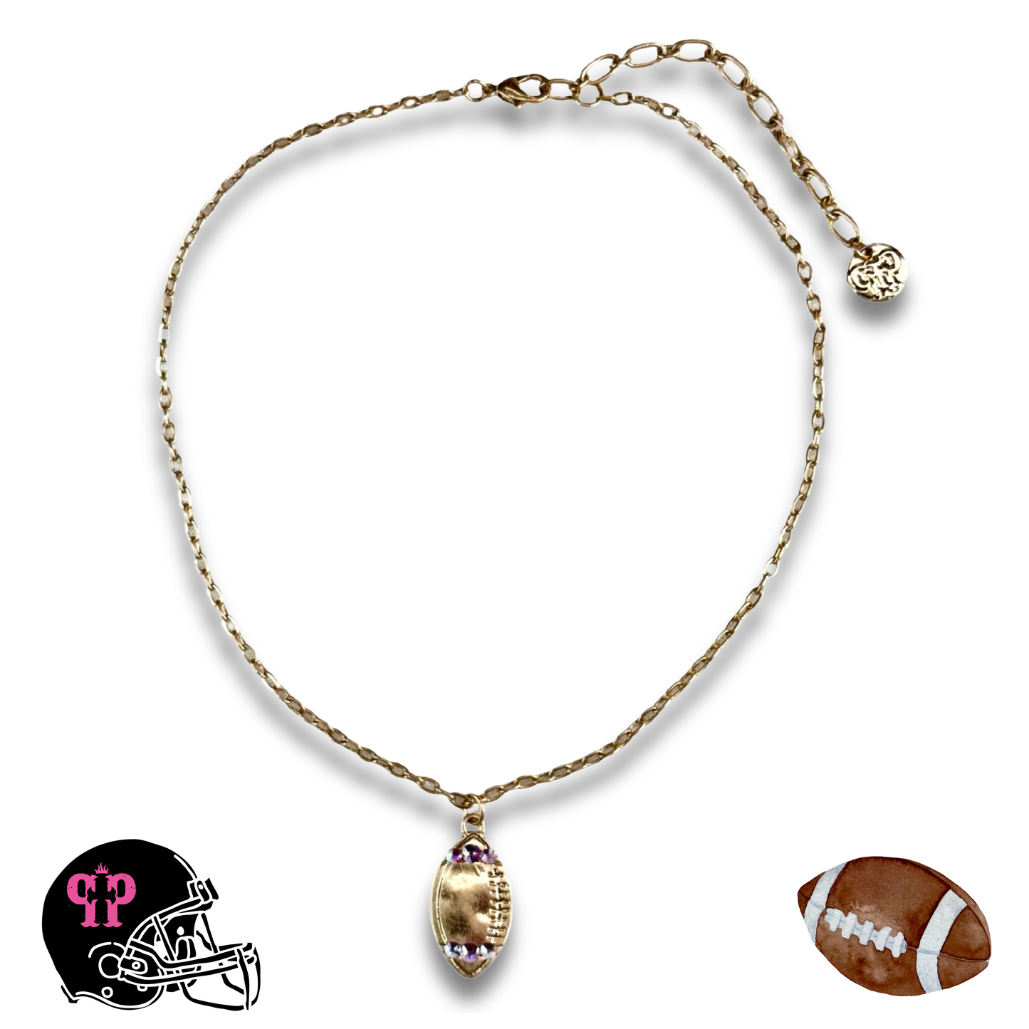 Pink Panache Football necklace with Austrian crystals