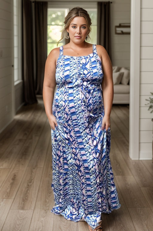 White Birch Abby Road - Royal Blue Maxi Dress